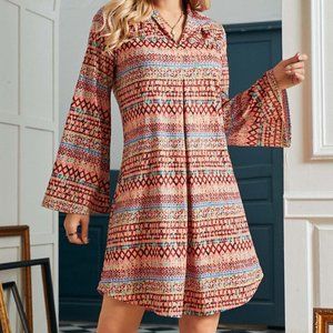 NWOT Suzanne Betro Dress Size XL Bell-Sleeve Shift Dress